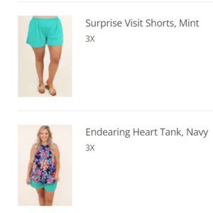 Chic Soul Sleeveless Top with shorts - Size 3X